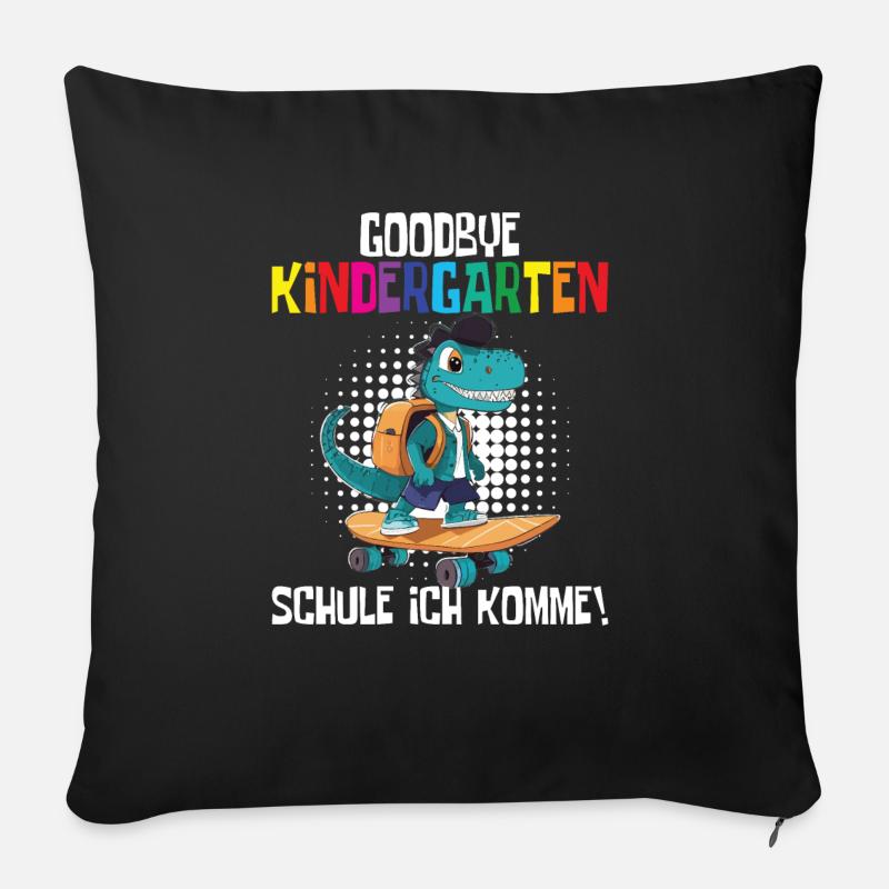 Schültüte Einschulung Dino Schulanfang - Sofakissenbezug 45 x 45 cm - Schwarz