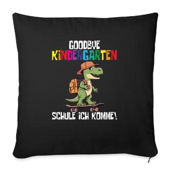 Inscription à l’école Dino Retour à l’école - Housse de coussin décorative 45 x 45 cm - noir - Devant