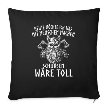 T-shirt Viking Valhalla Valhalla Dieu Odin - Housse de coussin décorative 45 x 45 cm - noir - Devant