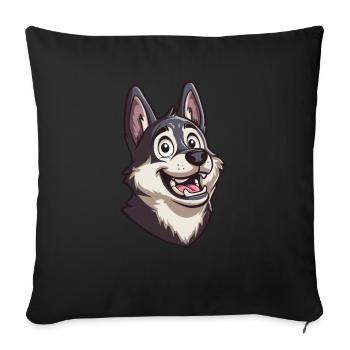 Jämthund Swedish Elkhound Cartoon Artwork - Sofa pillowcase 17,3'' x 17,3'' (45 x 45 cm) - black - Front
