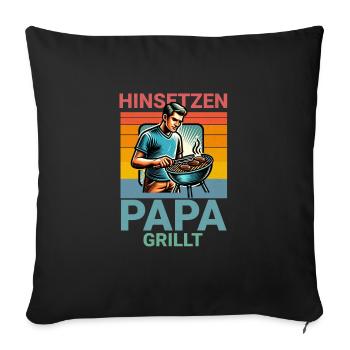 Asseyez-vous papa fait griller le barbecue en disant - Housse de coussin décorative 45 x 45 cm - noir - Devant