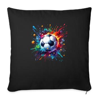 Splash Art Joueur de football Sports Football - Housse de coussin décorative 45 x 45 cm - noir - Devant