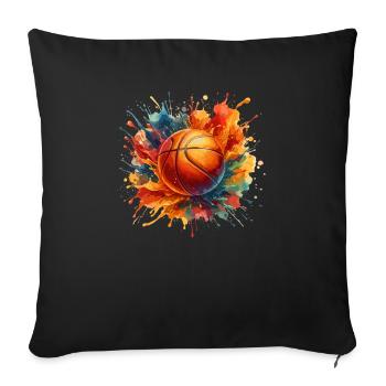 Panier de basket-ball coloré pour le basket-ball - Housse de coussin décorative 45 x 45 cm - noir - Devant