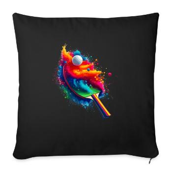 Splash Art Joueur de tennis de table Raquette de ping-pong - Housse de coussin décorative 45 x 45 cm - noir - Devant