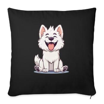 Kishu Ken | Cartoon Artwork - Sofakissenbezug 45 x 45 cm - Schwarz - Vorne