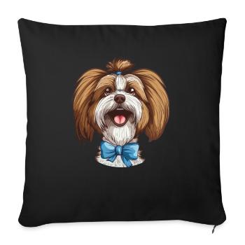 Lhasa Apso | Cartoon Artwork - Sofakissenbezug 45 x 45 cm - Schwarz - Vorne