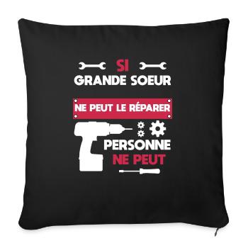 Big Sister DIY Handyman Humor - Sofa pillowcase 17,3'' x 17,3'' (45 x 45 cm) - black - Front