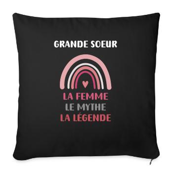 grande soeur femme mythe légende - Housse de coussin décorative 45 x 45 cm - noir - Devant