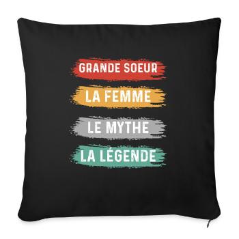 grande soeur femme mythe légende - Housse de coussin décorative 45 x 45 cm - noir - Devant