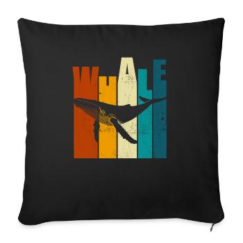 Baleine - baleine à bosse - rétro - cadeau - Housse de coussin décorative 45 x 45 cm - noir - Devant