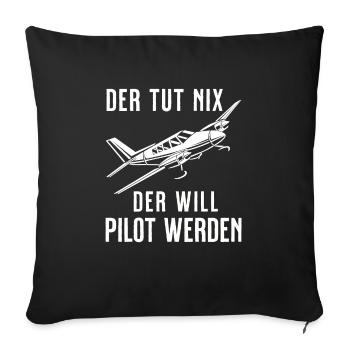Airplane Tshirt Men's Helicopter Pilot Airplane - Sofa pillowcase 17,3'' x 17,3'' (45 x 45 cm) - black - Front