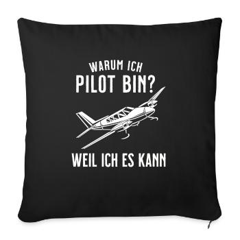 Airplane Tshirt Men's Helicopter Pilot Airplane - Sofa pillowcase 17,3'' x 17,3'' (45 x 45 cm) - black - Front