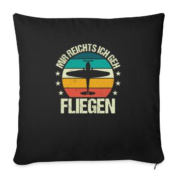 Airplane Tshirt Men's Helicopter Pilot Airplane - Sofa pillowcase 17,3'' x 17,3'' (45 x 45 cm) - black - Front