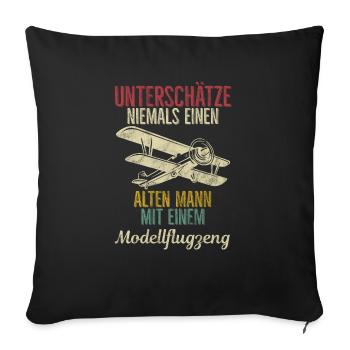 Airplane Tshirt Men's Helicopter Pilot Airplane - Sofa pillowcase 17,3'' x 17,3'' (45 x 45 cm) - black - Front