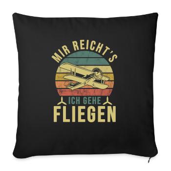 Airplane Tshirt Men's Helicopter Pilot Airplane - Sofa pillowcase 17,3'' x 17,3'' (45 x 45 cm) - black - Front