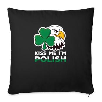Embrasse-moi en polonais polonais Fête de la Saint-Patrick Pologne - Housse de coussin décorative 45 x 45 cm - noir - Devant