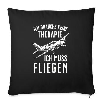 Airplane Tshirt Men's Helicopter Pilot Airplane - Sofa pillowcase 17,3'' x 17,3'' (45 x 45 cm) - black - Front