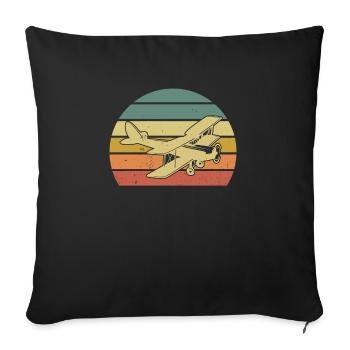 Airplane Tshirt Men's Helicopter Pilot Airplane - Sofa pillowcase 17,3'' x 17,3'' (45 x 45 cm) - black - Front