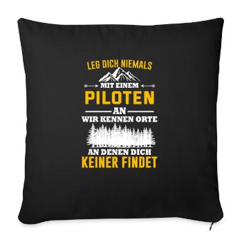 Airplane Tshirt Men's Helicopter Pilot Airplane - Sofa pillowcase 17,3'' x 17,3'' (45 x 45 cm) - black - Front