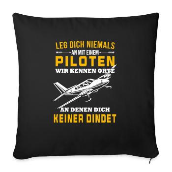 Airplane Tshirt Men's Helicopter Pilot Airplane - Sofa pillowcase 17,3'' x 17,3'' (45 x 45 cm) - black - Front