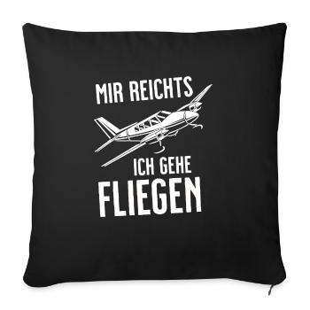Airplane Tshirt Men's Helicopter Pilot Airplane - Sofa pillowcase 17,3'' x 17,3'' (45 x 45 cm) - black - Front