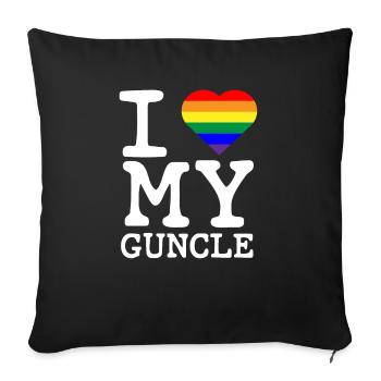 I Love My Guncle Gay Homosexual Rainbow Heart - Sofa pillowcase 17,3'' x 17,3'' (45 x 45 cm) - black - Front
