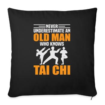 Art du Tai Chi pour les grands-pères, art martial Tai Chi - Housse de coussin décorative 45 x 45 cm - noir - Devant