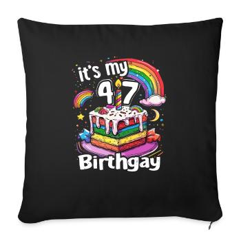It's My Birthgay Birth-gay Lgbt Gay - Sofa pillowcase 17,3'' x 17,3'' (45 x 45 cm) - black - Front