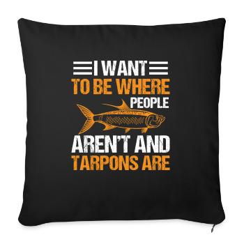 Pêche au tarpon Pêche aux espèces de poissons d’eau douce - Housse de coussin décorative 45 x 45 cm - noir - Devant