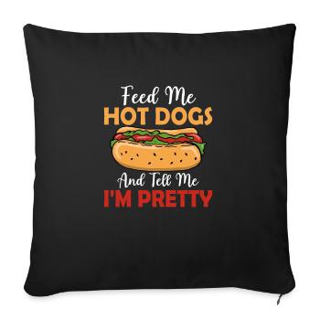 Nourrissez-moi les hot-dogs Foodie Hot-dogs viennois - Housse de coussin décorative 45 x 45 cm - noir - Devant