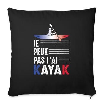 I can't I kayak Kayaker canoeist paddle - Sofa pillowcase 17,3'' x 17,3'' (45 x 45 cm) - black - Front