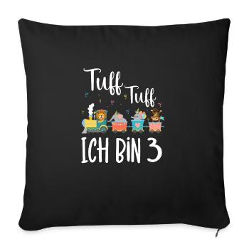 3 Jahre Jungen Geburtstagsmotiv Zootiere Zug Tuff - Sofakissenbezug 45 x 45 cm - Schwarz - Vorne