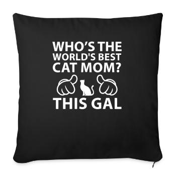 Le meilleur t-shirt de maman chat au monde pour les amoureux des chats - Housse de coussin décorative 45 x 45 cm - noir - Devant