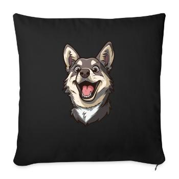 Västgötaspets Vallhund suédois | Illustration de dessin animé - Housse de coussin décorative 45 x 45 cm - noir - Devant