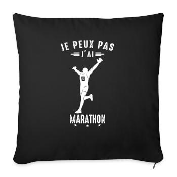Je Peux Pas J'ai marathon Marathonien coureur - Housse de coussin décorative 45 x 45 cm - noir - Devant