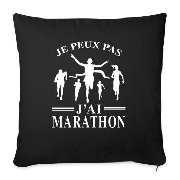 Je Peux Pas J'ai marathon Marathonien coureur - Housse de coussin décorative 45 x 45 cm - noir - Devant