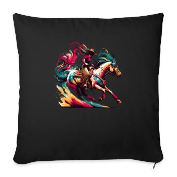 Horse Riding Horseback Riding Equestrian Horses - Sofa pillowcase 17,3'' x 17,3'' (45 x 45 cm) - black - Front