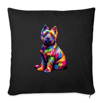 Colorful Pop Art Cairn Terrier Terriers - Sofa pillowcase 17,3'' x 17,3'' (45 x 45 cm) - black - Front