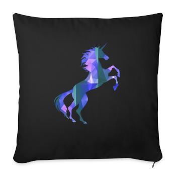 3D Farbmuster Einhorn T-Shirt Magisches Einhorn - Sofakissenbezug 45 x 45 cm - Schwarz - Vorne