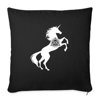 Einhorn Allsehendes Auge Symbol T-Shirt Magisches Wortspiel - Sofakissenbezug 45 x 45 cm - Schwarz - Vorne