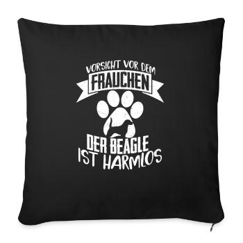 Beware of the owner of the Beagle is harmless - Sofa pillowcase 17,3'' x 17,3'' (45 x 45 cm) - black - Front