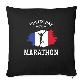 Je Peux Pas J'ai marathon Marathonien coureur - Housse de coussin décorative 45 x 45 cm - noir - Devant