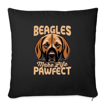Beagles Make Life Pawfect Puppy Mom Dog Dad - Sofa pillowcase 17,3'' x 17,3'' (45 x 45 cm) - black - Front