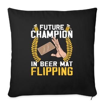Bierdeckel Umdrehen Spiel Bier - Sofakissenbezug 45 x 45 cm - Schwarz - Vorne