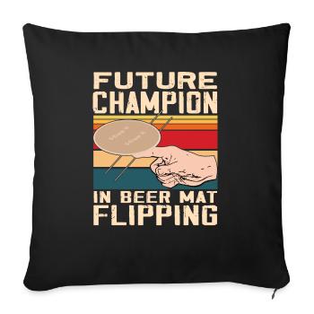 Bierdeckel Umdrehen Spiel Bier - Sofakissenbezug 45 x 45 cm - Schwarz - Vorne