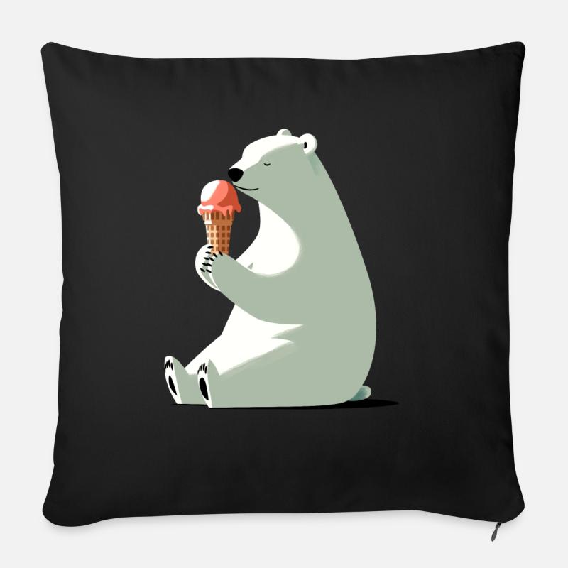 Polar bear with ice cream - Sofa pillowcase 17,3'' x 17,3'' (45 x 45 cm) - black