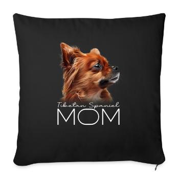 Maman épagneul tibétain - Housse de coussin décorative 45 x 45 cm - noir - Devant