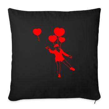 Ballons de cœur ascendants - Housse de coussin décorative 45 x 45 cm - noir - Devant
