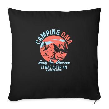 Camping Granny Young in the Heart Camping Nature - Sofa pillowcase 17,3'' x 17,3'' (45 x 45 cm) - black - Front