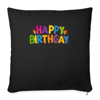 Birthday Birthgay Birth-gay Lgbt Gay - Sofa pillowcase 17,3'' x 17,3'' (45 x 45 cm) - black - Front